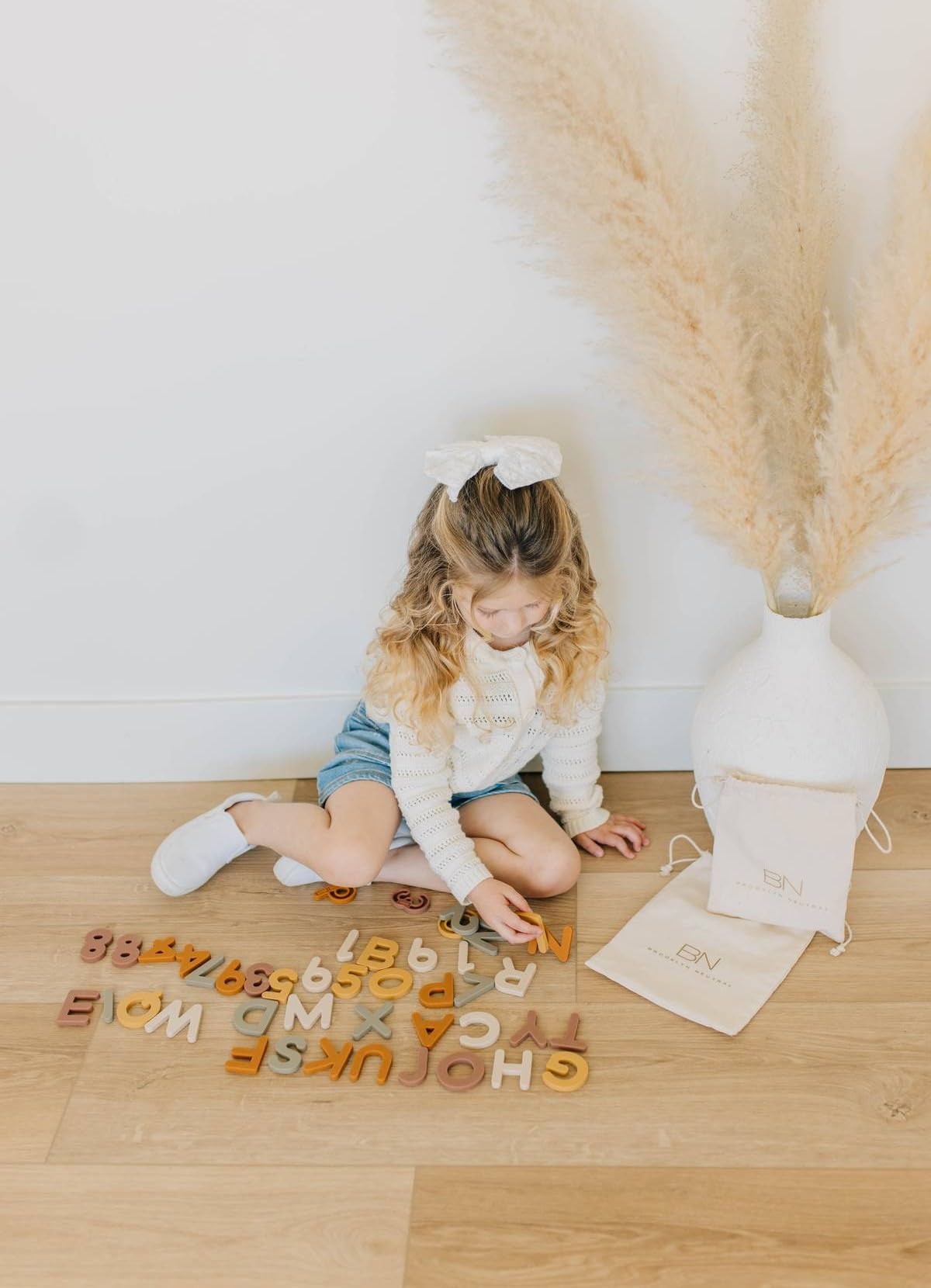 Brooklyn Neutral Boho Aesthetic Silicone Magnetic Numbers 20 Piece Play Set- Non-Toxic Toddler Magnets for Kids, Modern Neutral Educational Math Toys, Number Magnets for Classroom & Playroom