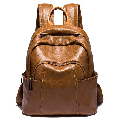 ROUROU Soft Leather Backpack for Women Large Capacity Handbag Fashion Satchel Casual Backpack Lightweight Purse