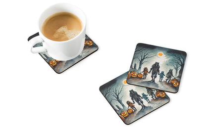 Caroline's Treasures Werewolves Spooky Halloween Foam Coaster Set of 4 Cup Coasters for Indoor and Outdoor, Coaster for Tabletop Protection, Anti Slip, Mouse pad Material