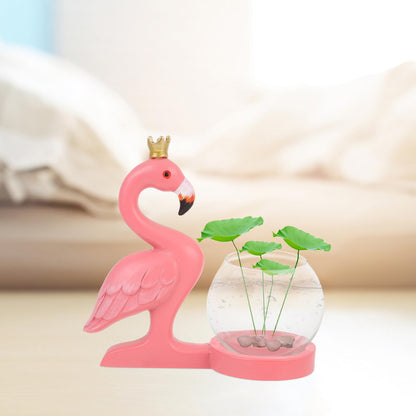 DECORNIJIA Flamingo Hydroponic Plants Vase Glass Desktop Plant Terrarium Flower Container for Home Décor Table Centerpiece