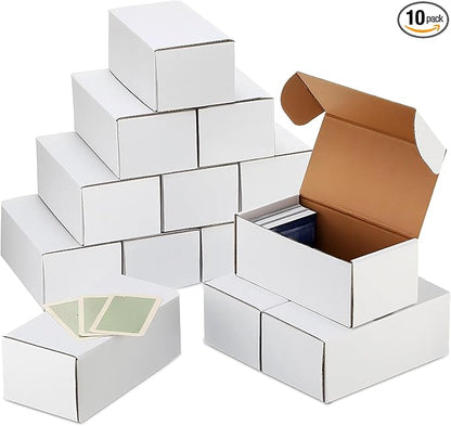 Yexiya 10 Pcs 400 Count Trading Card Storage Box Cardboard Baseball Card Storage Box Collectible Cases for Sports Gaming Cardboard Game Collecting Holder Supplies (White)