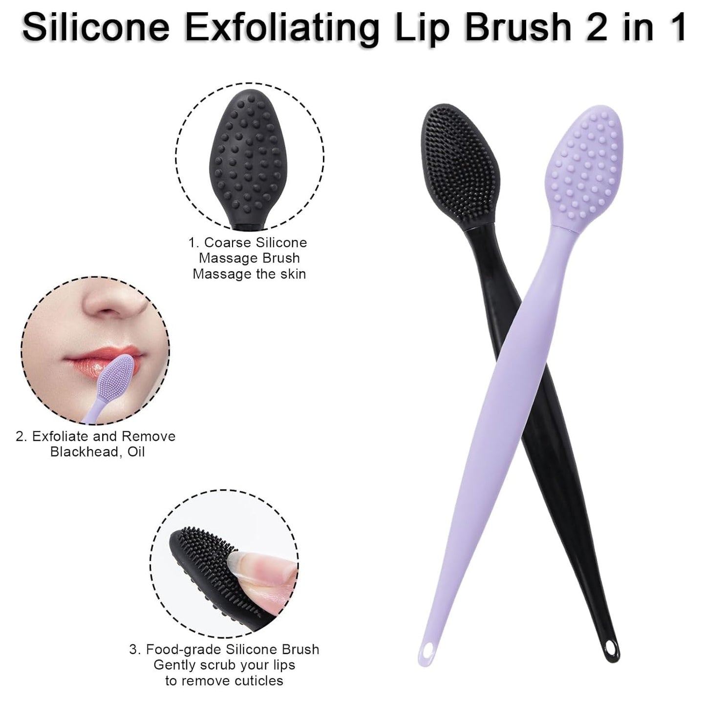 Silicone Facial Cleansing Brush 3 Pack, Beomeen 4 in 1 Handheld Face Scrubber for Deep Gentle Exfoliating, Double-Ended Face Wash Scrub Brush for Face Skincare and Massage (Green)