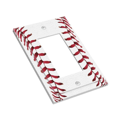 Spshian Outlet Covers Baseball Sports Cool Red White 1 Gang Light Switch Cover Plate Single Rocker Switch plate Covers Decorative Wall Plates Electrical GFCI Receptacle for Bathroom Bedroom Decor