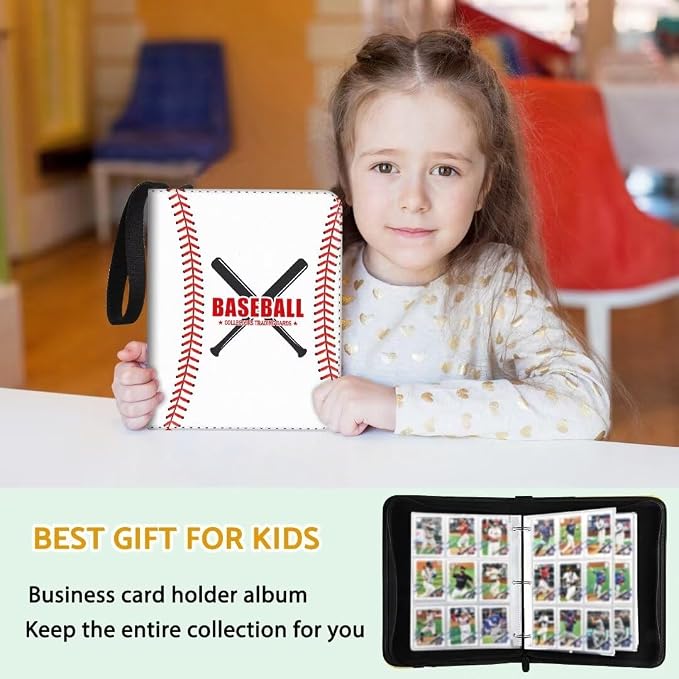 Baseball Card Binder Holder 900 Pockets with 50 Removable Sleeves, Portable Sports Trading Cards Binder Album Collector Organizer Protectors with Zipper,Waterproof