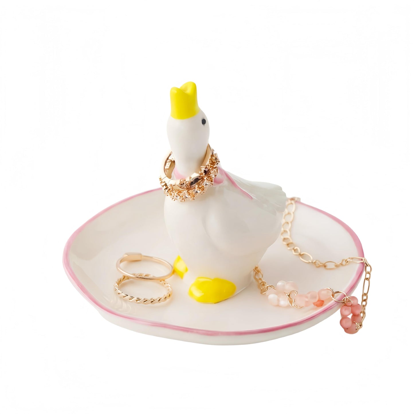 Singhoow Silly Goose Ceramic Jewelry Tray Handmade Dish Trinket Organizer Decorative Silly Goose Jewelry Holder for Rings Earrings Necklaces Tray Gift for Women Friends Mother Daughter
