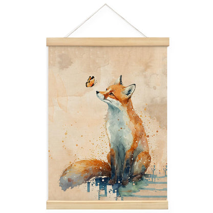MOFUYU Fox Wall Art Decor,Fox Gifts,Fox Gifts for Girl Women, Animal Framed Wall Art for Bedroom Living Room Kids Nursery, 12x16 Posters Framed with Wood Hanger