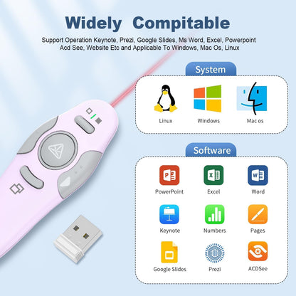 QUI Presentation Clicker Wireless Presenter Remote Clicker for PowerPoint Presentation Remote, PowerPoint Slide Advancer for Mac/Windows/Google Slide/Keynote, Purple, A