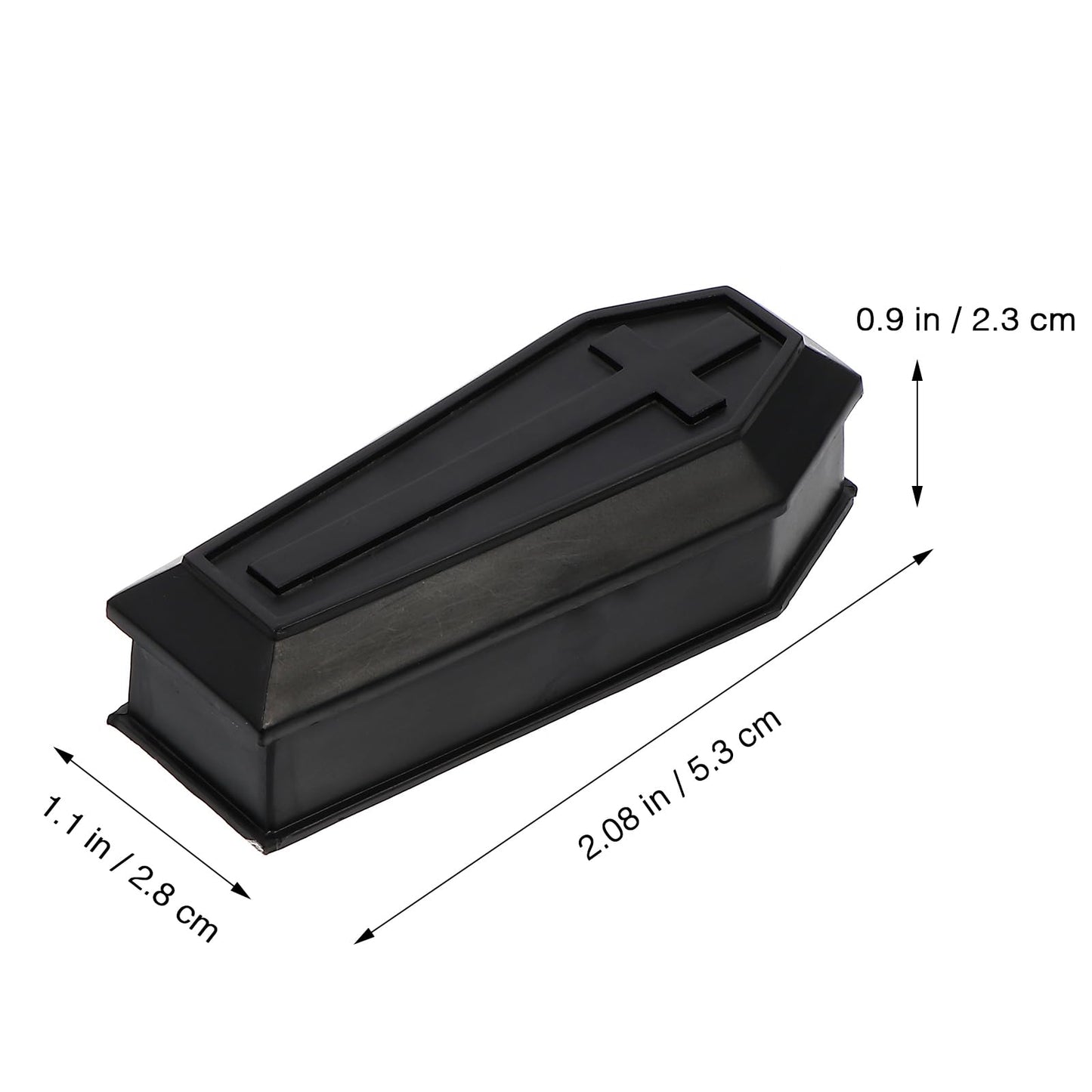 Healifty Mini Coffin Model Storage Box with Lid 2.08 X 1.1 X 0.9 Inches Black Plastic Coffin Decor for Halloween Dollhouse Ornament Candy Holder Party Prank