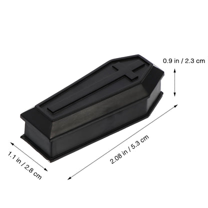Healifty Mini Coffin Model Storage Box with Lid 2.08 X 1.1 X 0.9 Inches Black Plastic Coffin Decor for Halloween Dollhouse Ornament Candy Holder Party Prank