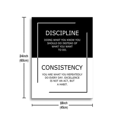 Inspirational Canvas Wall Art Discipline Consistency Success Quote Office Decor Painting Pictures Motivational Poster Prints Artwork for Modern Home Living Room Stretched and Framed [18''Wx 24''H]