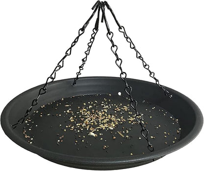Large Hanging Bird Feeder Platform Seed Tray, Outdoor Garden Decoration for Wild Backyard Attracting Birds Works Great for catching Seed and Husk. （ Black ）