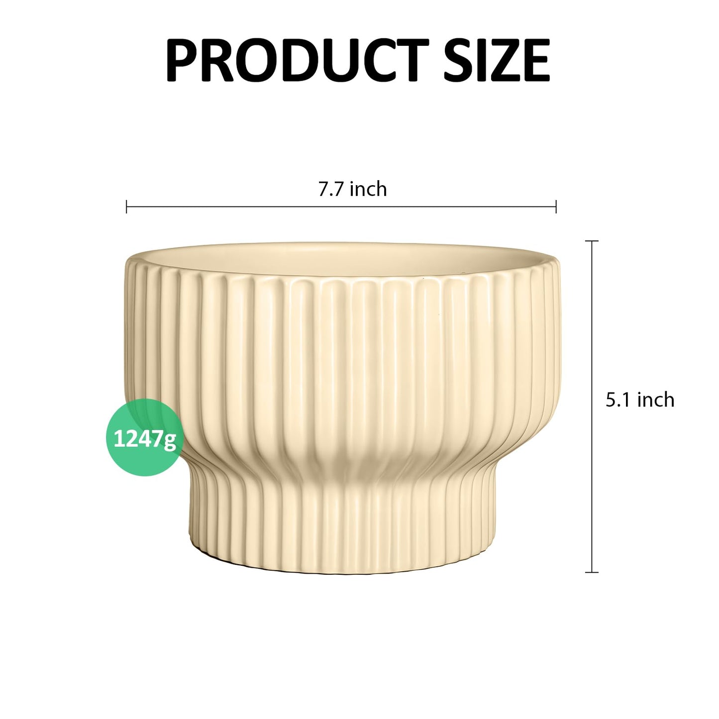 OXART Ceramic Pots for Plants, 7.7 Inch Round Plant Pot with Drainage Hole, Modern Outdoor Flower Pots Home Garden Decorative Planters for House Plants Indoor Planters (Yellow)