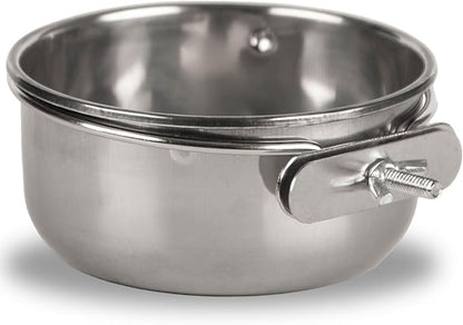 Jeffers Pet Stainless Steel Coop Kennel Cup with Screw On Clamp, 20 Oz – Durable, Rust Resistant Hangable Water & Food Feeder for Kennels, Coops & Cages - Chickens, Duck, Rabbits, Small Animals