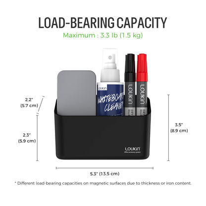 loukin Magnetic Marker Holder, Dry Erase Marker Holder, Remote Control Holder, Magnetic Storage Organizer for Whiteboard or Refrigerators (Black)