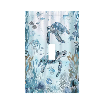 OILbiexn Decorative Light Switch Cover Blue Sea Animal Sea Turtle Seaweed Ocean Plant 1 Gang Wallplates Single Toggle Outlet Covers Switch Plate Electrical Faceplate for Bathroom Bedroom Decor