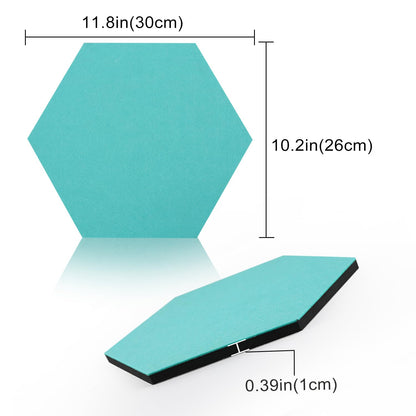 SEG Direct Hexagon Felt Bulletin Board, Large Felt Pin Board Self Adhesive Cork Board Tiles with Push Pins for Wall Office Home Decor, 11.8 x 10.2 in, 5PCS(Blue Series)