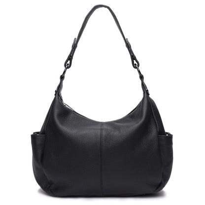 Genuine Leather Purses for Women Black Hobo Bag Work & Casual Crossbody Handbag with Two Adjustable Straps