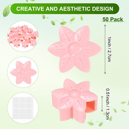 M METERXITY 100 Pack Plant Wall Clips, Self-Adhesive Plant Climbing Wall Clips Fixer with Acrylic Adhesive Sticker for Vine Support/Indoor/Outdoor Decor [Plum Blossom-Pink]