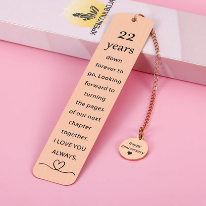 22 Year Anniversary Copper Gifts for Him/Her, 22th Wedding Anniversary for Wife Husband - Copper Anniversary Bookmark for Women Men Couple
