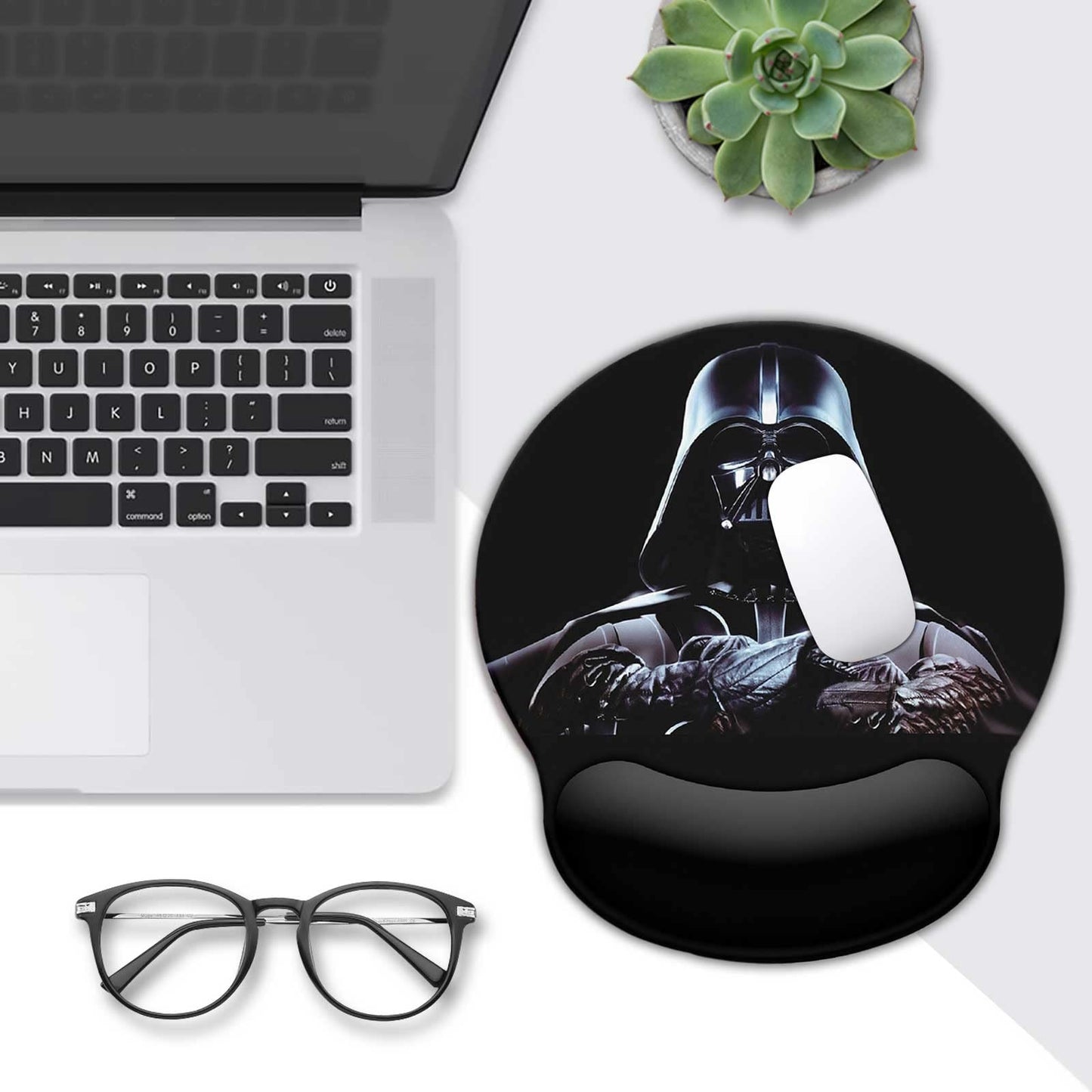 Black Mouse Pad with Wrist Rest,Non-Slip Rubber Base for Comfortable Gaming Mousepad - Ergonomic Mouse Pads with Wrist Support Suitable for Laptop Desktop and Work, Office Desk Accessory