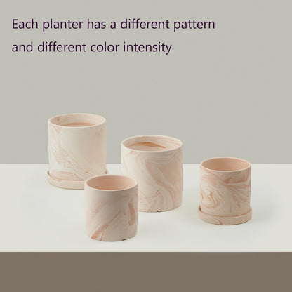 ZICZAMLA 4 inch Plant Pot - Terra Cotta Flower Planters Indoor - Modern Succulents Containers with Drain Hole & Saucer, Decorate Home, Office (Pink)