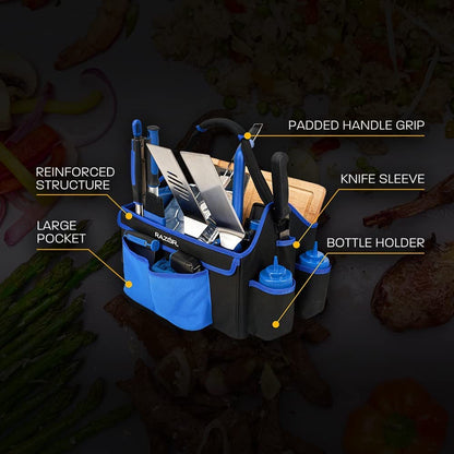 Mr. Bar-B-Q RAZOR Heavy-Duty BBQ Grill Tool Caddy and Griddle Accessory Organizer