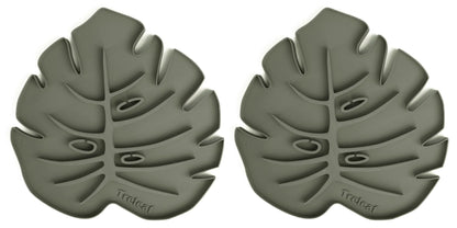Treleaf Tera Sausr™ – 6" Monstera Leaf Plant Pot Saucer & Drip Tray (Set of 2) – Decorative Humidity Tray for Indoor Houseplants – 3D Printed Eco-Friendly Design - Green