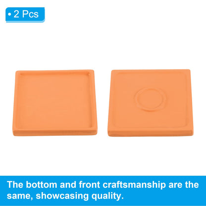 PATIKIL 5 Inch Plant Pot Saucers, 2 Pack Ceramic Square Plant Saucer Tray Flower Planter Drip Tray for Indoors Outdoors Patio Balcony, Orange