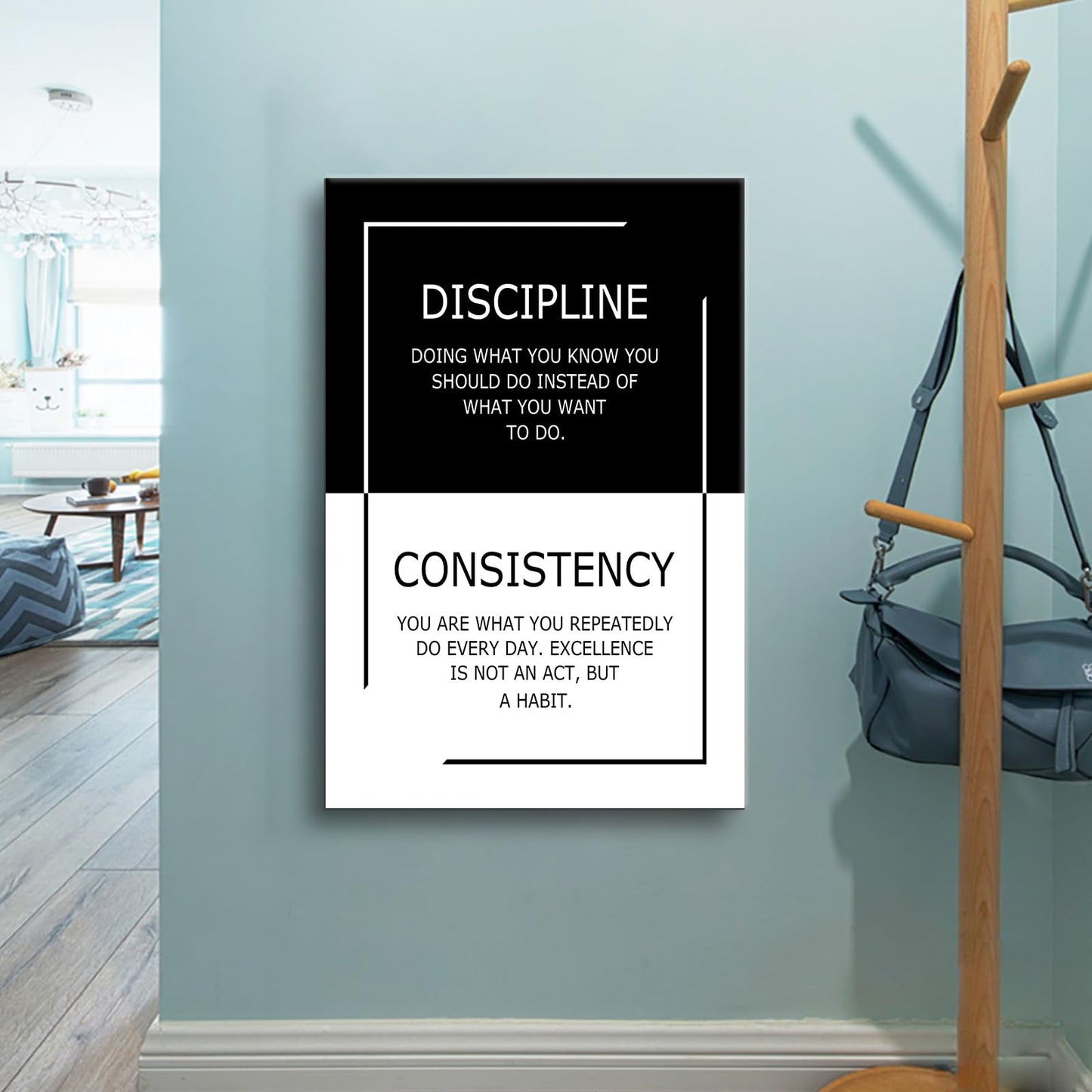 YSPCSUN Motivational Poster Discipline Consistency Success Quote Office Decor Painting Practice Inspirational Canvas Wall Art Prints Artwork for Modern Home Living Room Ready to Hang [24''Wx 36''H]