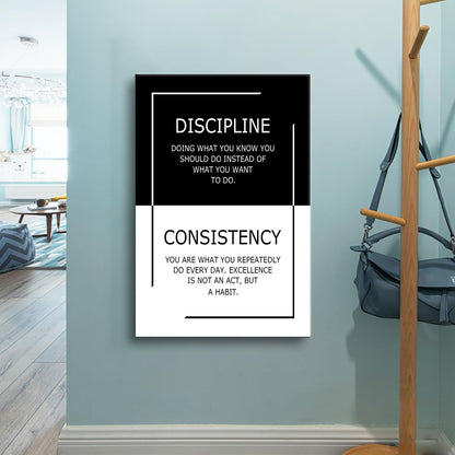 YSPCSUN Motivational Poster Discipline Consistency Success Quote Office Decor Painting Practice Inspirational Canvas Wall Art Prints Artwork for Modern Home Living Room Ready to Hang [24''Wx 36''H]
