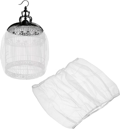 Bird Cage Seed Catcher, Bird Cage Net Cover Seeds Guard, Universal Birdcage Accessories, White, Circumference 31.5"-43.3", Height 13.8" for Parrot Cockatiel Enclosures