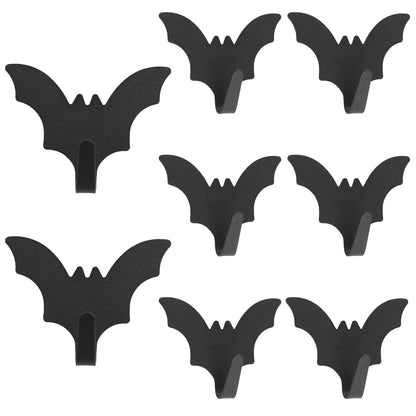 MOROBOR Bat Coat Rack Wall Mount, 8pcs Self Adhesive Towel Hooks Heavy Duty Iron Waterproof Hangers Halloween Gothic Home Decor Hooks No Drill Stick on Hooks/Black