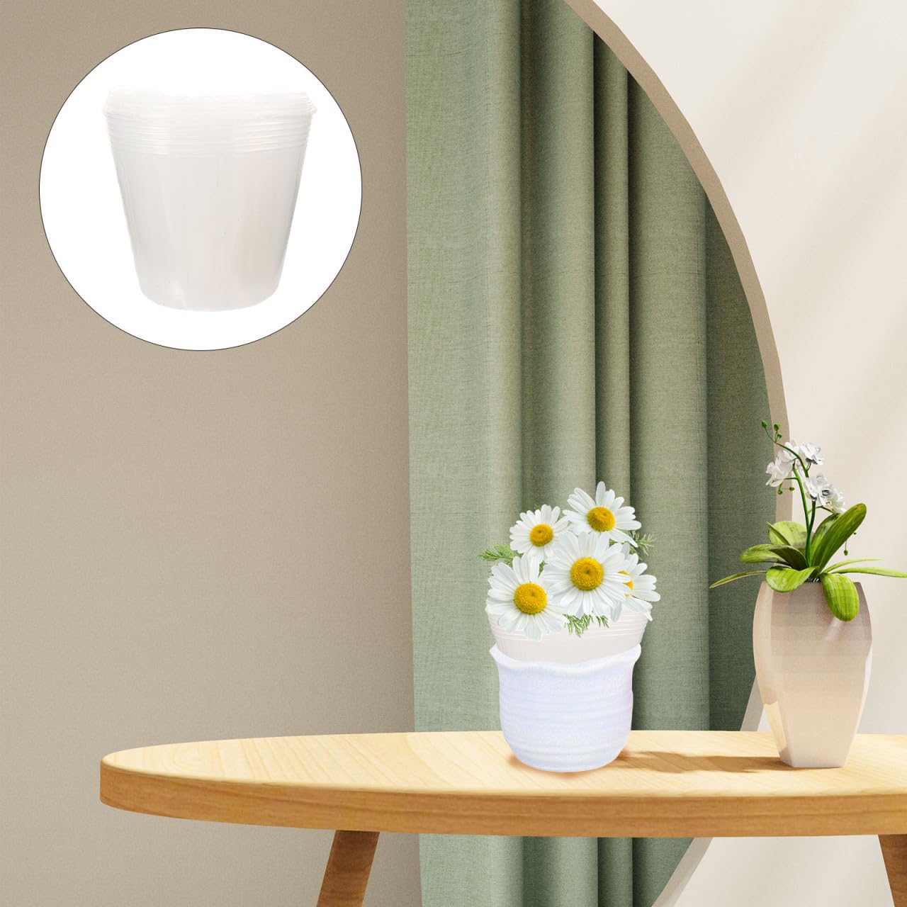 SUPVOX 10-Pack Transparent Flower Pot Liners: 4.5" Clear Plastic Nursery Pots - Root Observation Liners with Drainage Holes for Indoor & Outdoor Garden Plants
