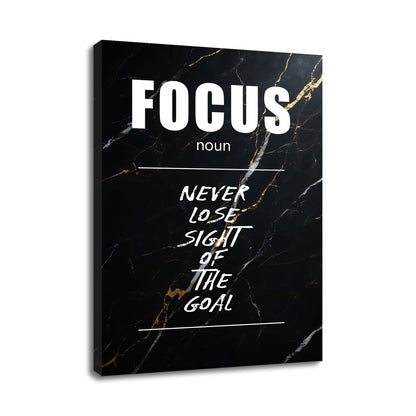 Motivational Canvas Wall Art Focus Noun Entrepreneur Quotes Poster Print Inspirational Pictures Painting for Office Class Room School Wall Decoration Stretched and Framed [18''Wx24''H]