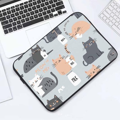 Nicokee Laptop Sleeve Bag 15.4 15.6 Inch,Modern Cats Funny Cat Grey Protective Polyester Computer Cases Laptop Cover Briefcase Bag Tablet Travel Cover