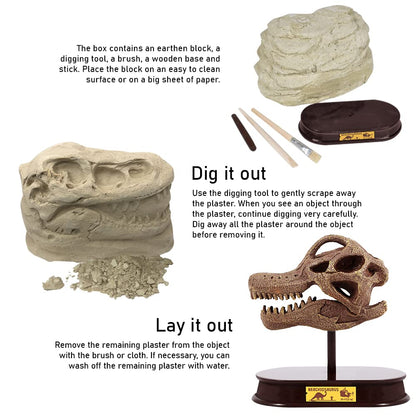 ArtCreativity Dinosaur Excavation Kit for Kids, Brachiosaurus Skull Excavating Set with Fossil Digging Tools and Stand, Fun Science Activity Toy, Educational Dinosaur Gift for Boys and Girls