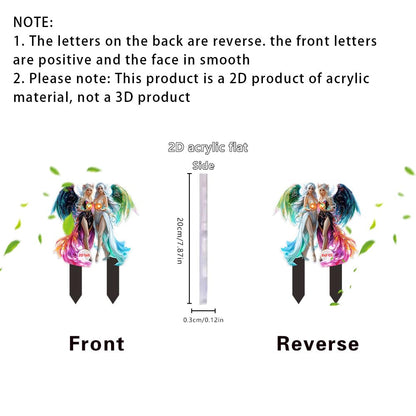 YUEYINGMG Garden Decor, Acrylic 2D Stake, Pot Plants Garden Yard Lawn Outdoor Fairy Statue Ornaments, Fairy Garden Accessories Decoration (Style C)