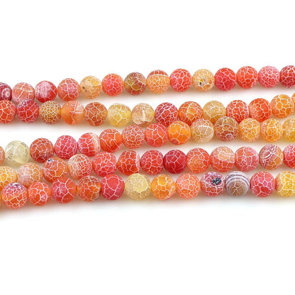 MJDCB Natural Orange Frosted Agate Round Stone Beads for Jewelry Making DIY Bracelets Necklaces (12mm)