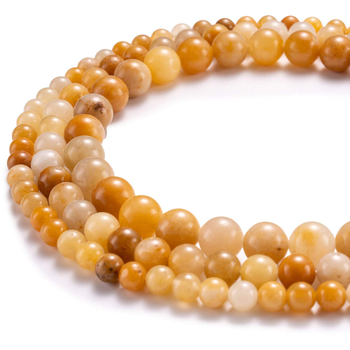 BEADIA Natural Yellow Jade Stone Round Loose Semi Gemstone Beads for Jewelry Making 6MM 61PCS