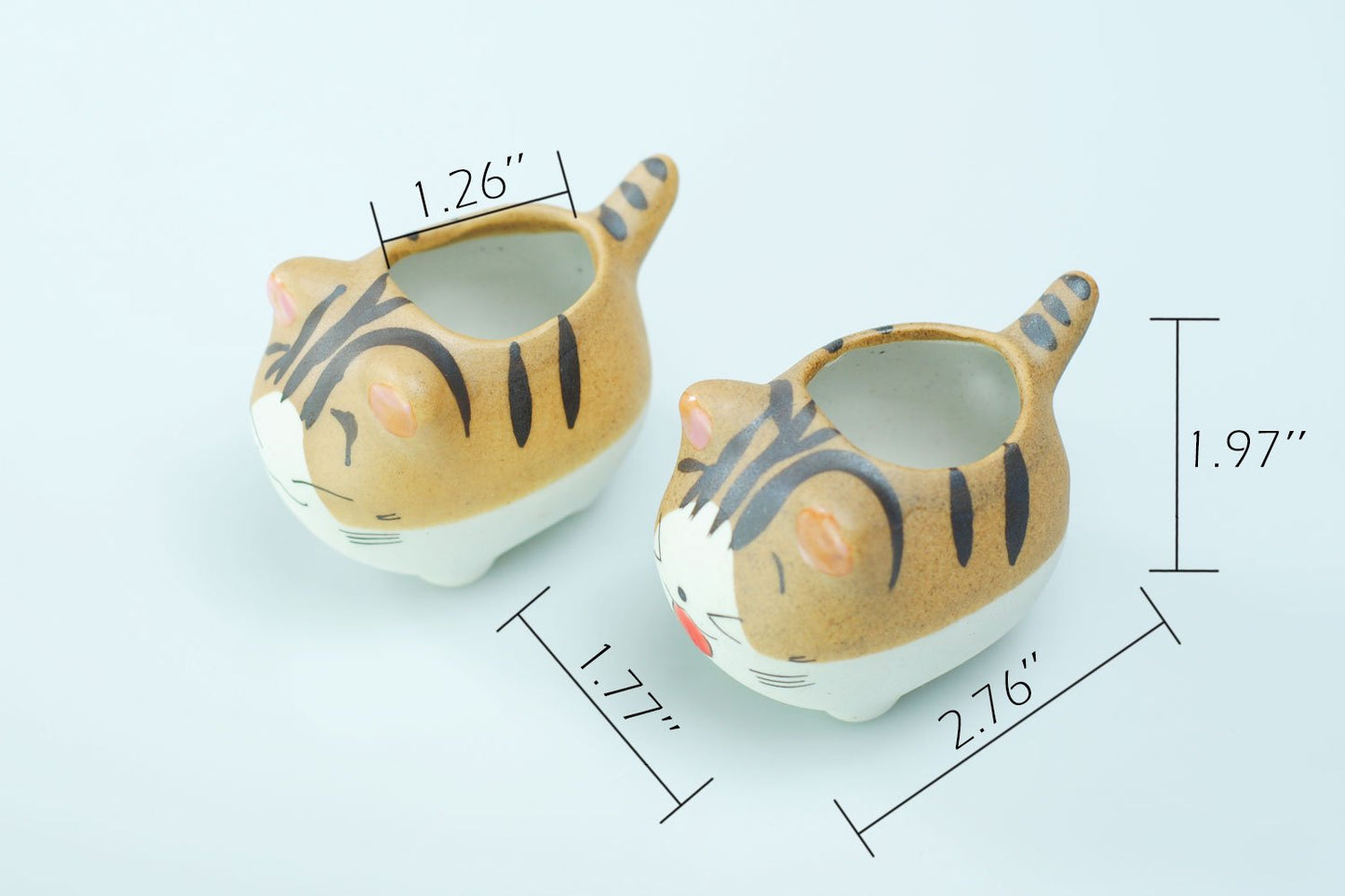 VanEnjoy Original Design Handmade Mini Cute Cartoon Ceramic Succulent Pots Planters With Drainage Hole - Cat Gifts for Cat Lovers Office - Pack of 5