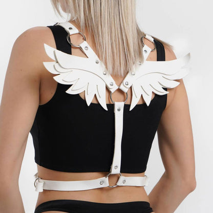 BAQOEYII Women Punk Angel Wings Body Chest Harness,Punk Angel Wings Waist Harness,Punk Angel Wing Chest Body Harness Waist Belly Chain Belt Rave Jewelry Accessories Halloween Outfit