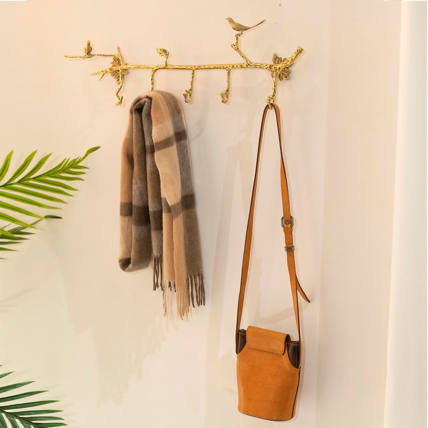 Brass Hanger Wall Mounted Long, 6 Hooks for Hanging Jackets, 20 inch Hook Rack, Hook Rail, Hanger Wall Mounted, Used for Clothes, Jackets, Hats, Gold