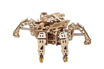 UGEARS Hexapod Explorer 3D Puzzle - Walking Robot Wooden Model Kits for Adults to Build - Self-Propelled 6-Legged Mechanical Crawler Craft Kit - 3D Wooden Puzzles for Adults