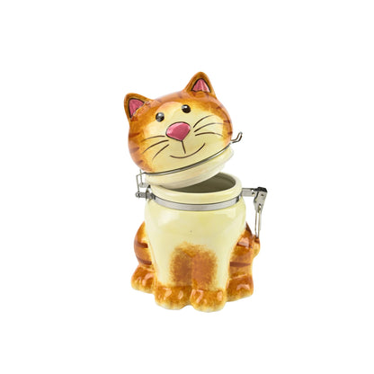 Hand-Painted Earthenware Pretty Kitty Hinged Jar by Boston Warehouse
