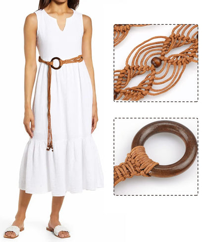 Suyi Boho Braid Belt for Women Bohemian Woven Waist Belts for Dress 170CM Brown 4