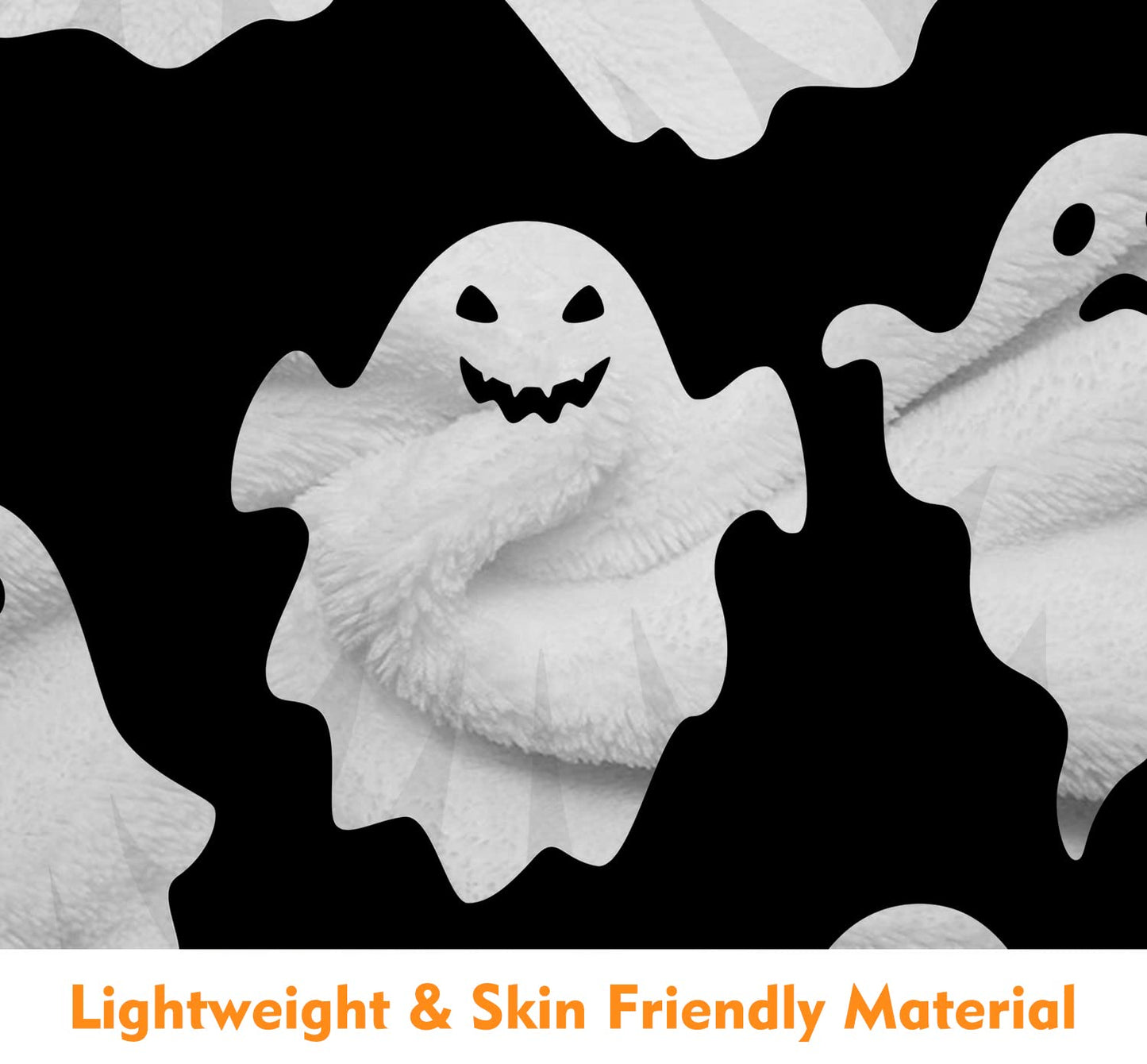 Jbralid Halloween Throw Blankets Funny Ghost Cute Halloween Spooky Black and White Throw Blanket Lightweight Cozy Flannel Blanket for Bedroom Living Rooms Couch Sofa Bed Home Decorations 60x80 Inch