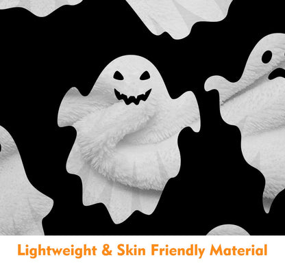 Jbralid Halloween Throw Blankets Funny Ghost Cute Halloween Spooky Black and White Throw Blanket Lightweight Cozy Flannel Blanket for Bedroom Living Rooms Couch Sofa Bed Home Decorations 60x80 Inch