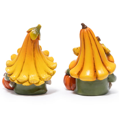 Hodao Fall Decorations for Home, 2 Pcs Thanksgiving Gnome Figurines Resin Autumn Pumpkin Gnomes Statues, Cute Fall Thanksgiving Decor for Home Table Shelf, Perfect Fall Gift for Family Friends