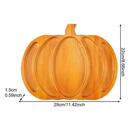 Vbsqic Halloween Pumpkin Tray Wooden Pumpkin Platter Party Cheese Platter Serving Tray Plate,Dried Fruit Dessert Tray for Home Halloween