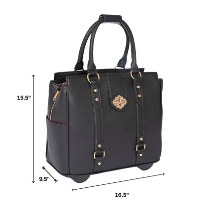 JKM & Company Executive Black Computer iPad, Laptop Tablet Rolling Tote Bag Briefcase Carryall Bag